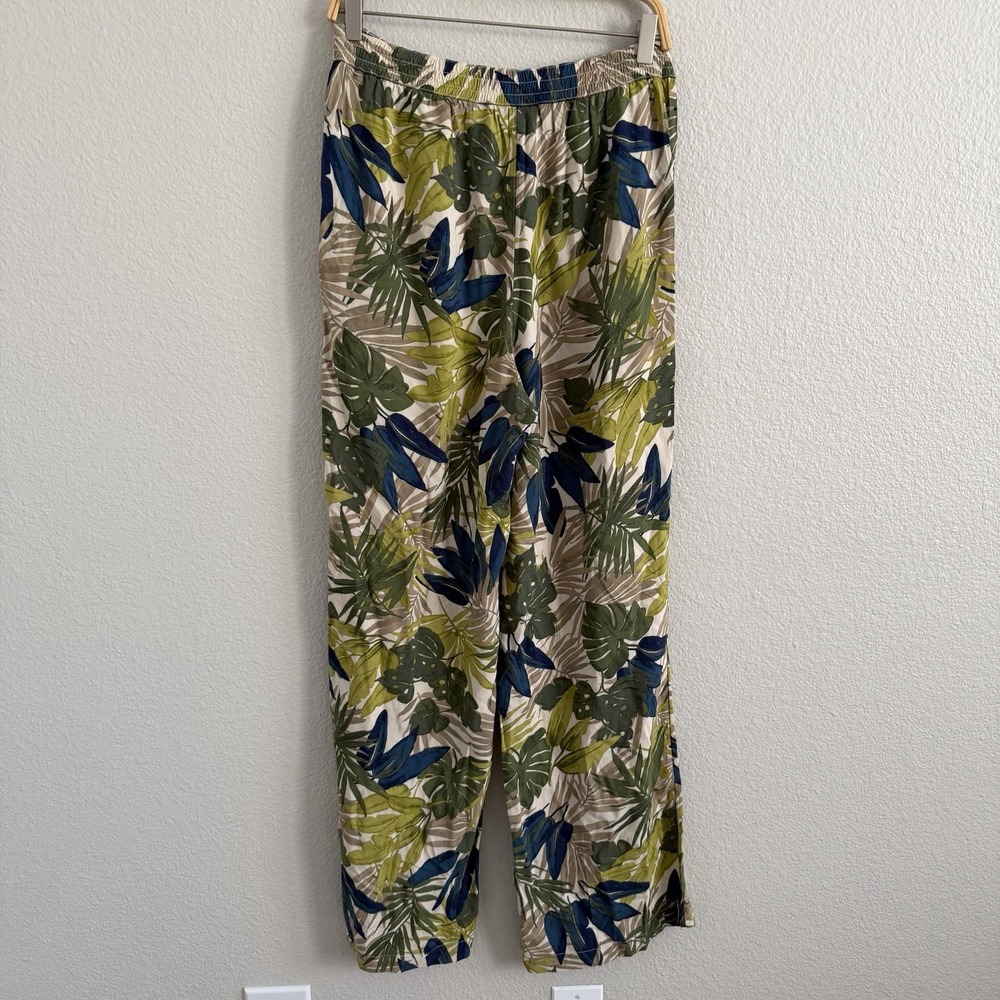 Lands' End Womens Size 8 Pants Pull-On Tropical Wide Leg High Rise Resort Cruise